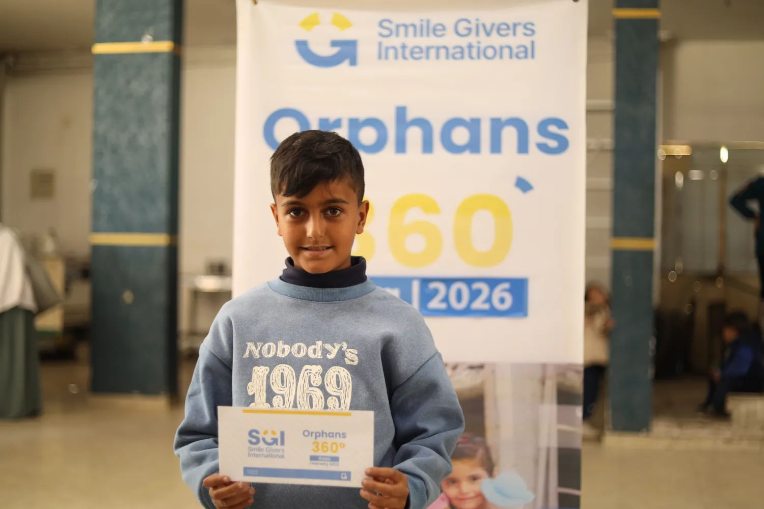 Orphan boy in SGI's Orphans 360 program in Gaza